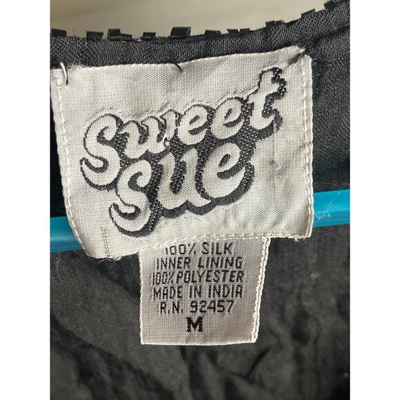 Vintage Sweet Sue 100% Silk Black Sequin Beaded Vest Top Women's Size Medium - Picture 5 of 5